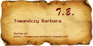 Tomanóczy Barbara névjegykártya